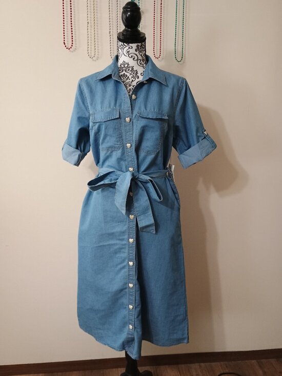 Truly 4 You Dresses & Skirts - Truly 4 You Chambray Button Down Dress Sz. Large